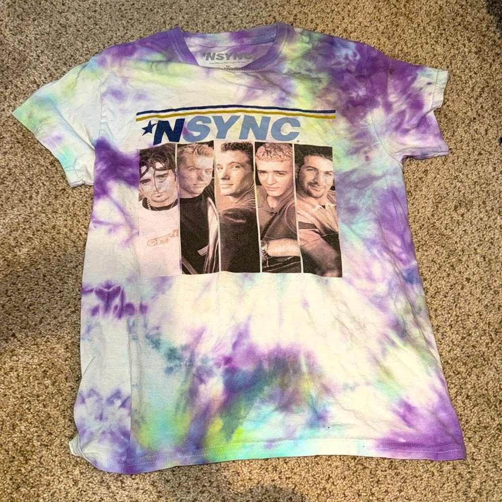 *NSYNC Band short sleeve shirt tie dye print size Small